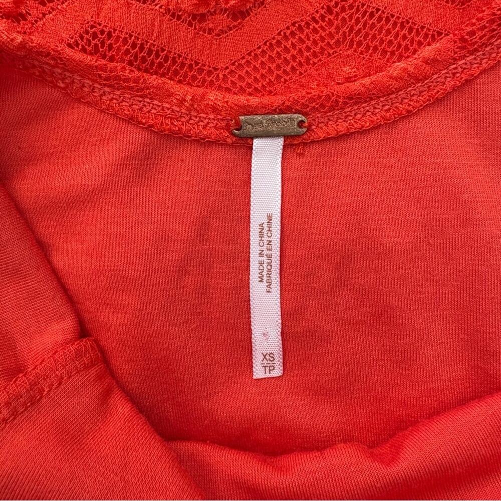 Free People Lace Mini Dress Body Con Red Orange Short Sleeved Size XS - Picture 7 of 9